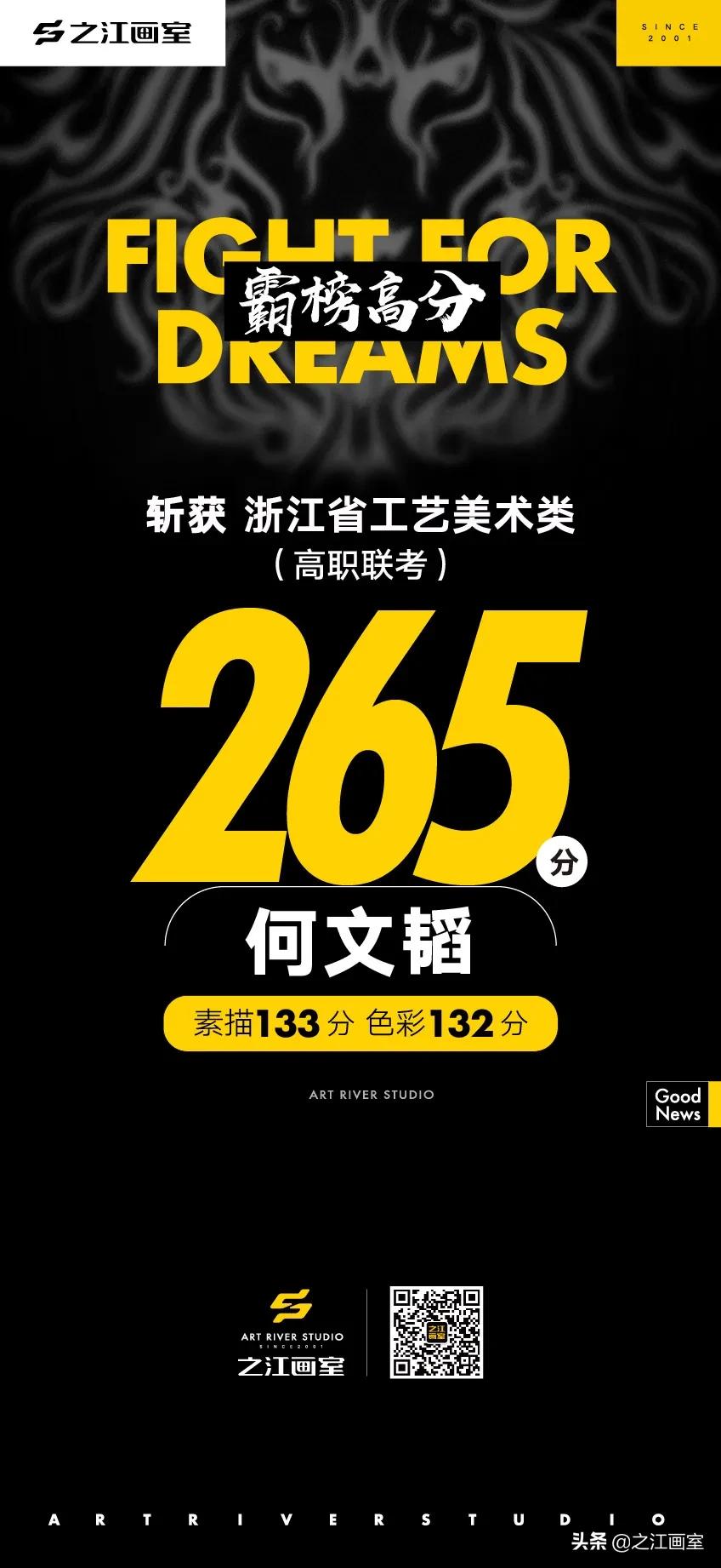 「历史突破，再度大捷！」之江画室高职联考260分(fēn)以上名单