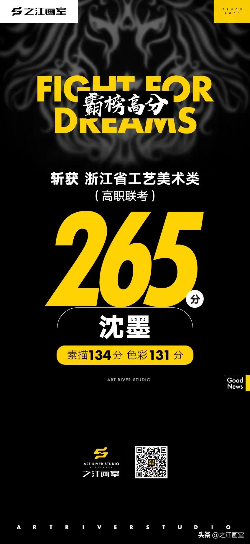 「历史突破，再度大捷！」之江画室高职联考260分(fēn)以上名单