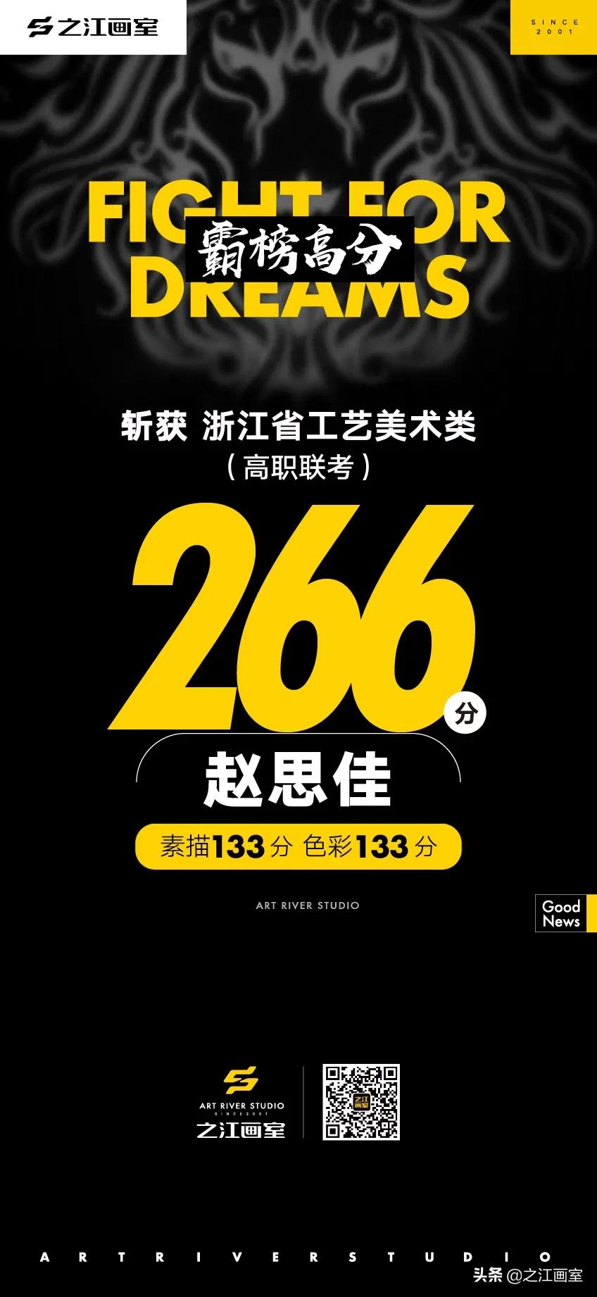 「历史突破，再度大捷！」之江画室高职联考260分(fēn)以上名单