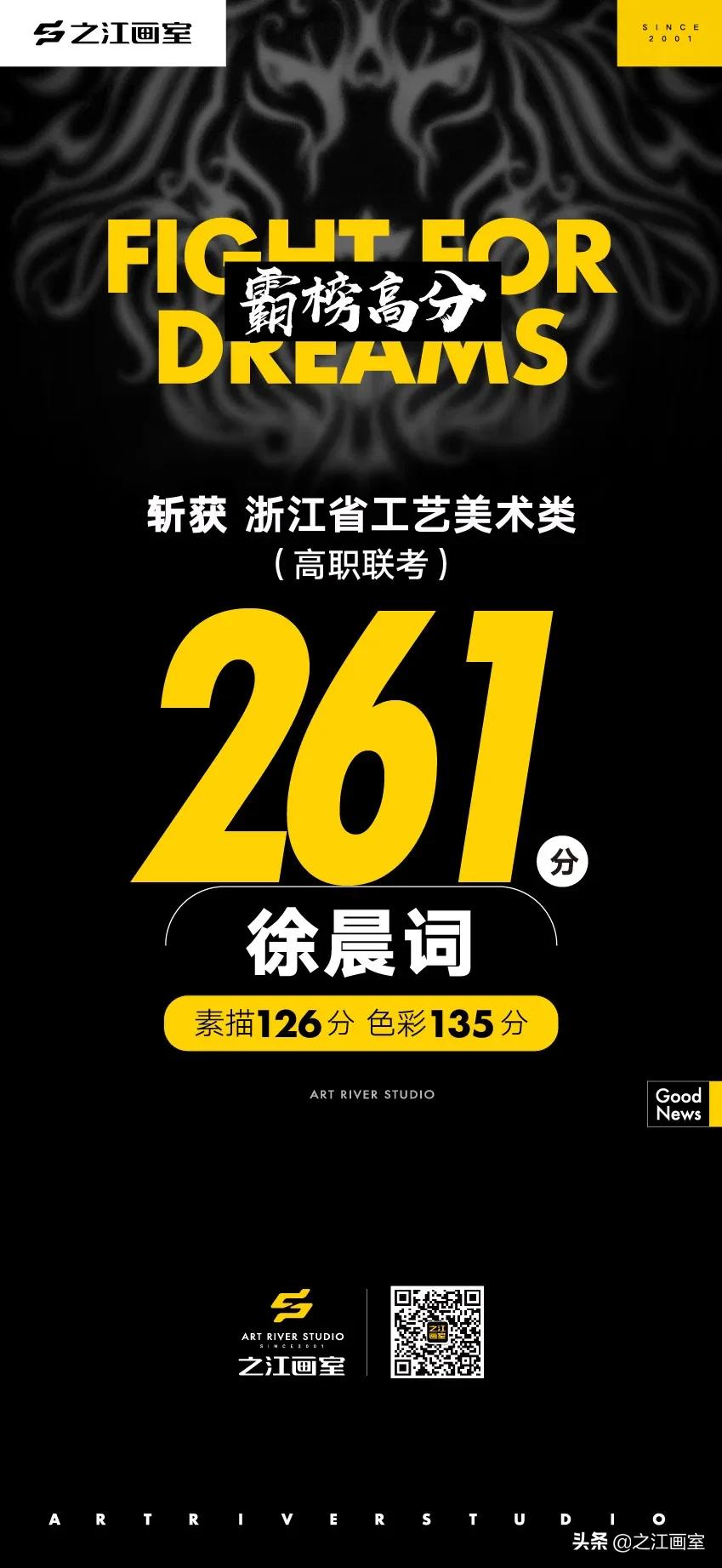 「历史突破，再度大捷！」之江画室高职联考260分(fēn)以上名单